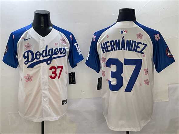 Men%27s Los Angeles Dodgers #37 Teoscar Hernandez White Royal 2025 Tokyo Series Limited Stitched Baseball Jersey->los angeles dodgers->MLB Jersey